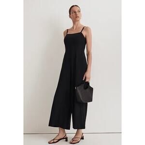 NWOT Madewell Square-Neck Wide-Leg Sleeveless Jumpsuit True Black Size 6